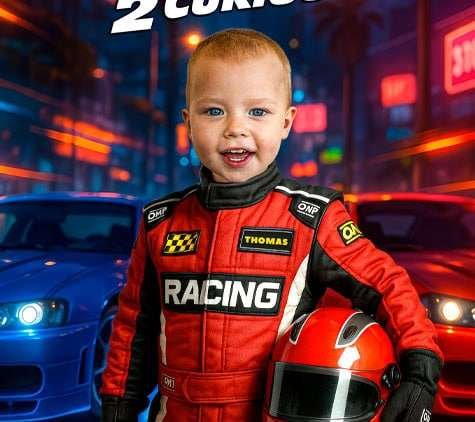 Two Fast design with red racing suit