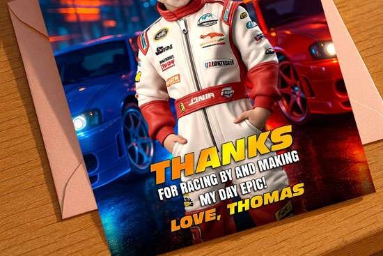 Two Fast thank you cards to match your set