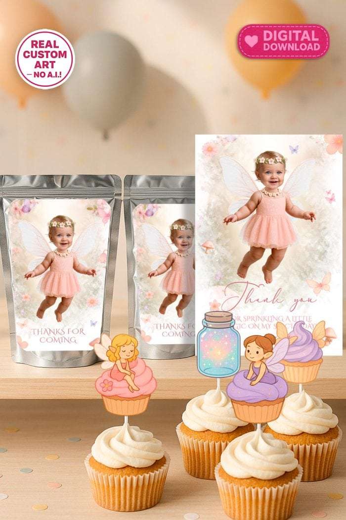 Personalized Baby Fairy Capri Sun Labels – Custom Fairy First Birthday Drink Pouches – Made to Order Digital File