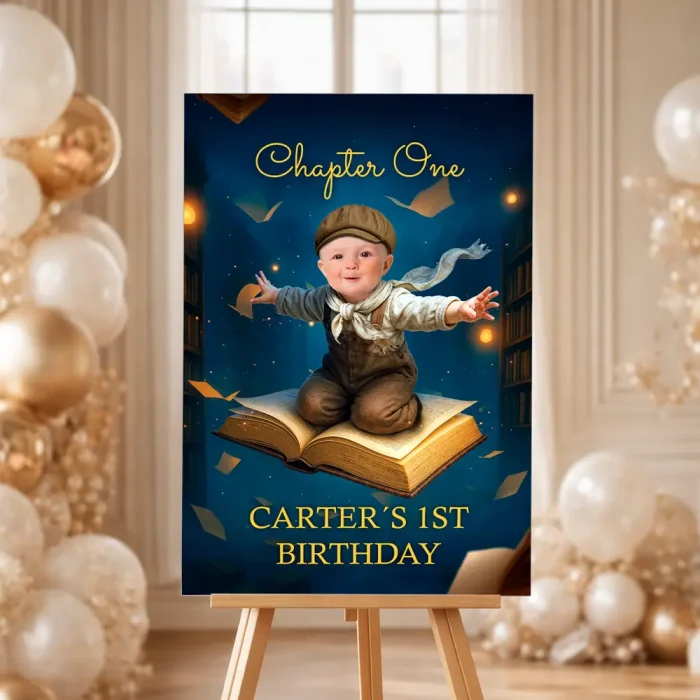 First Chapter Welcome Sign Chapter One Birthday Welcome Sign | Magical Storybook Poster