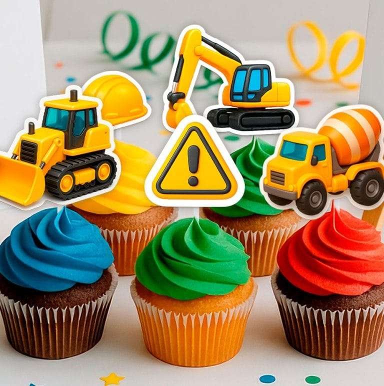 Free Construction Party Cupcake Toppers