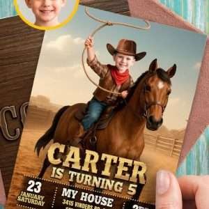 Custom Rodeo Cowboy Birthday Invitation – Western Theme Party Design – Made to Order Digital File
