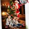 Personalized Family Christmas Fireplace Photo Card – Custom Holiday Greeting – Digital File