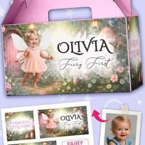 Personalized Baby Fairy Birthday Labels – Fairy First Theme Digital Sticker Set for Gable Boxes – Made to Order File