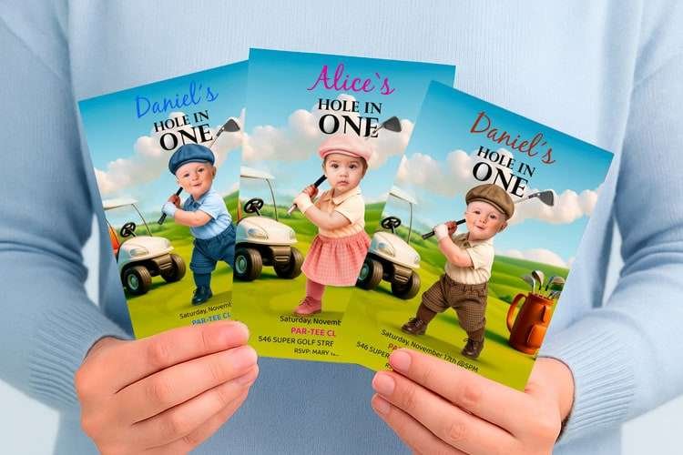 Example of a personalized digital invitation with photo and theme