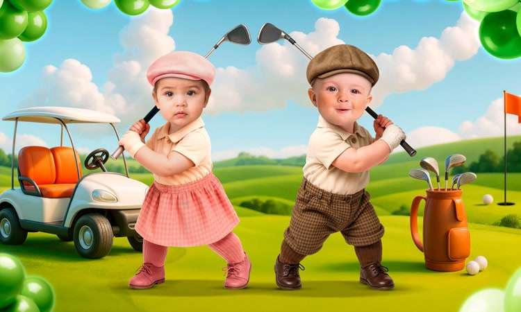 Hole-in-One twins birthday design