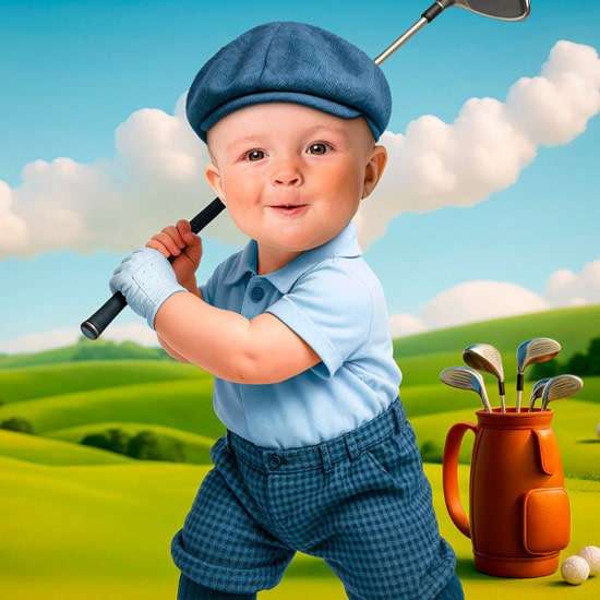 Boys Hole-in-One (blue outfit) — photo face integration