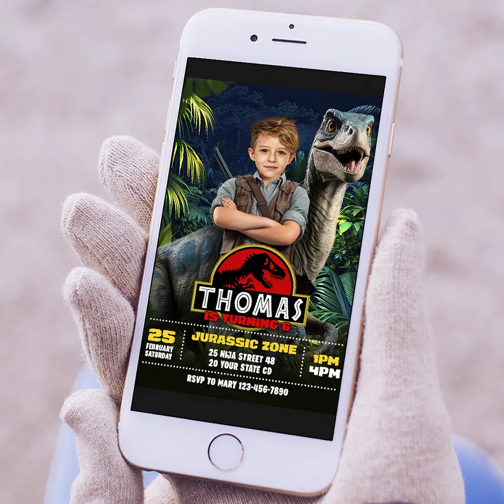 Ranger Raptor Dinosaur Invitation | Custom Dino Park Birthday 5 Ranger Raptor Dinosaur Invitation - Ranger Raptor Dinosaur Birthday Invitation Custom Photo Dino Park