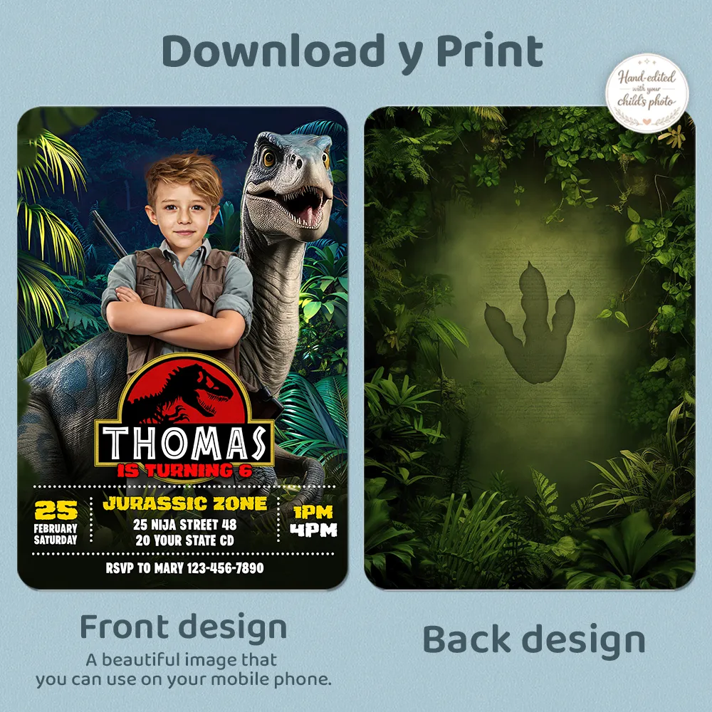 Ranger Raptor Dinosaur Invitation | Custom Dino Park Birthday 4 Ranger Raptor Dinosaur Invitation | Custom Dino Park Birthday - Image 4