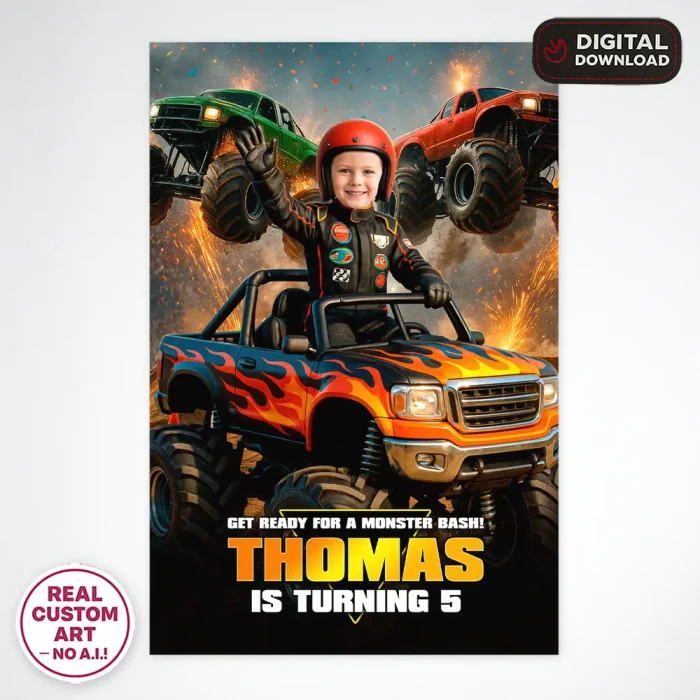 Epic Monster Truck Racing Welcome Sign – Custom Off-Road Party Poster – Delivered in 24h – Digital File