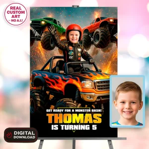 Epic Monster Truck Driver Welcome Sign – Custom Off-Road Party Poster – Delivered in 24h – Digital File