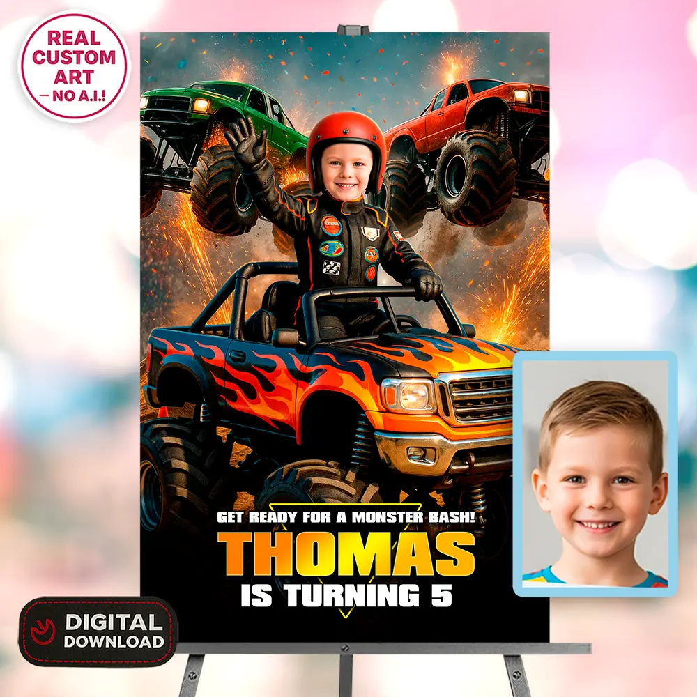 Epic Monster Truck Driver Welcome Sign – Custom Off-Road Party Poster – Delivered in 24h – Digital File 1 Epic Monster Truck Driver Welcome Sign – Custom Off-Road Party Poster – Delivered in 24h – Digital File