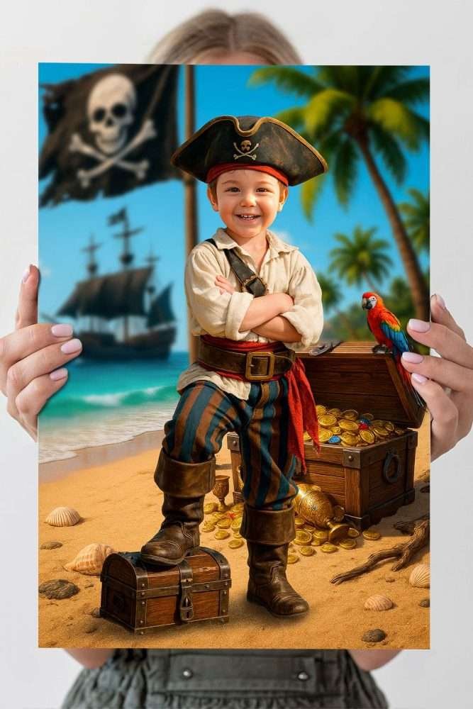 Custom Pirate Birthday Portrait with Photo – Classic Pirate Theme Digital Artwork – Delivered in 24h – Digital File 2 Custom Pirate Birthday Portrait with Photo – Classic Pirate Theme Digital Artwork – Digital Download