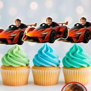 Personalized Racing Car Cupcake Toppers – Custom Sports Car Birthday Party Decoration – Made to Order Digital File