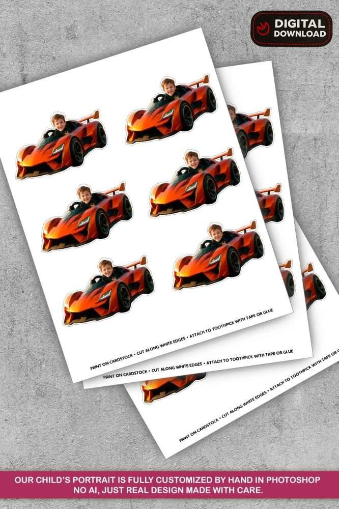 Personalized Racing Car Cupcake Toppers – Custom Sports Car Birthday Party Decoration – Delivered in 24h – Digital File 4 Personalized Racing Car Cupcake Toppers – Custom Sports Car Birthday Party Decoration – Delivered in 24h – Digital File - Image 4