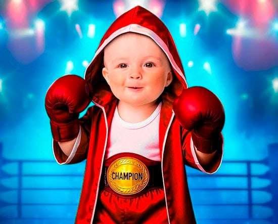Baby Boxer Birthday Outfit with Hood – Round One Edition