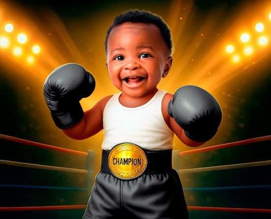 Baby Boxer Birthday Outfit without Hood – Round One Edition