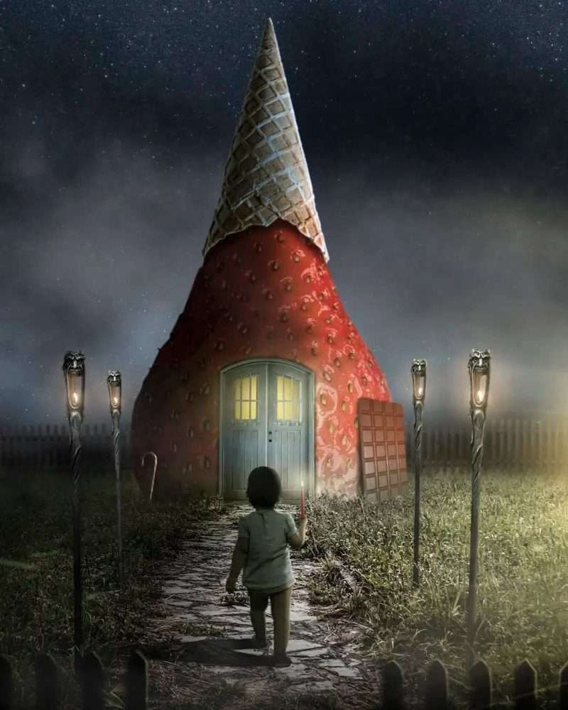 Parents and child looking at a printed invitation with excitement