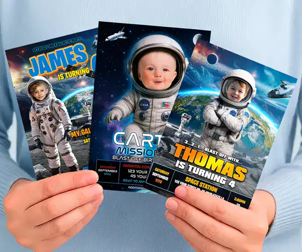 Astronaut Birthday Invitations and Party Décor