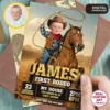 First Rodeo Lasso Invitation | Cowboy Horse Photo Invite 2 Personalized First Rodeo Cowboy Birthday Invitation Boy Photo