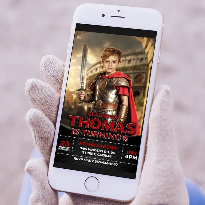 Personalized Gladiator Arena Birthday Invitation – Epic Praetorian Photo Invitation – Delivered in 24h – Digital File