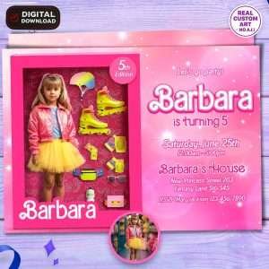 Custom Skater Doll Box Birthday Invitation for Girls – Custom Doll Box Party Design – Made to Order Digital File