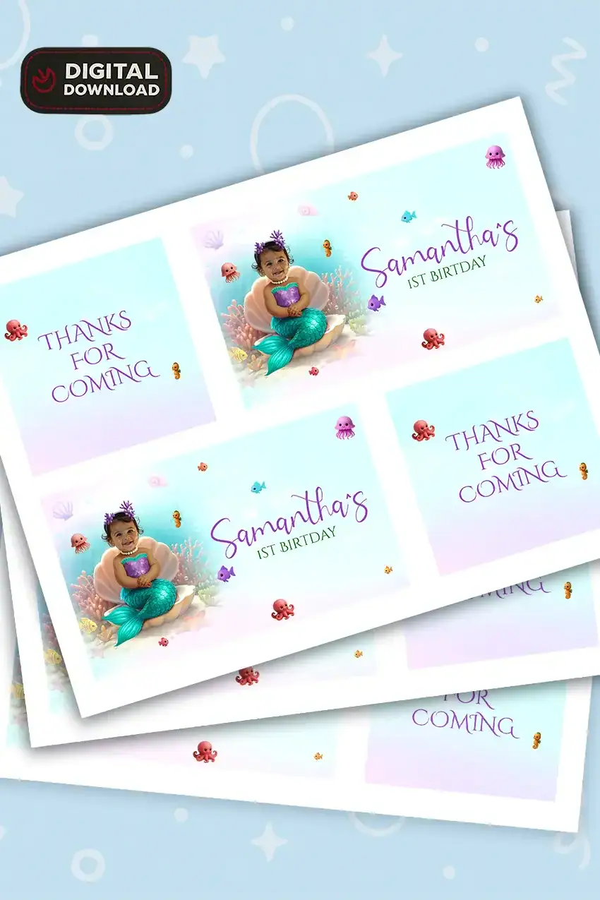 Personalized Baby Mermaid Birthday Labels – Digital Sticker Set for Gable Boxes – Delivered in 24h – Digital File 2 Personalized Baby Mermaid Birthday Labels – Digital Sticker Set for Gable Boxes – Delivered in 24h – Digital File - Image 2