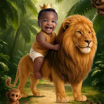 Modern Wild One invitation in earthy green and beige palette