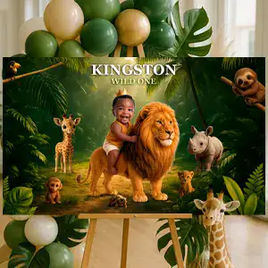 Wild One birthday banner in sage, olive and beige