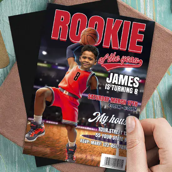 Custom basketball birthday invitation with photo