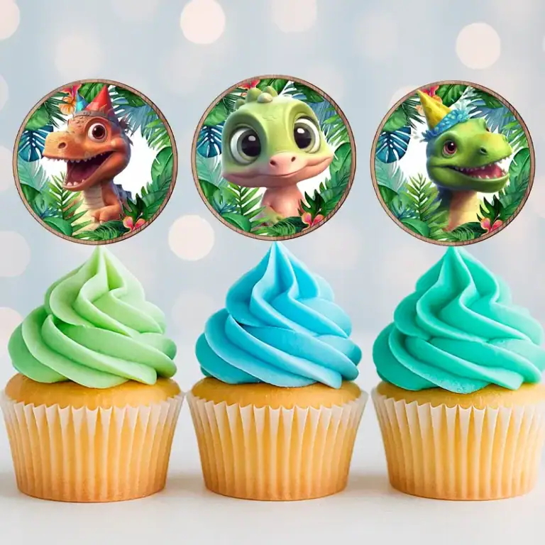 Free Printable Baby Dinosaur Cupcake Toppers