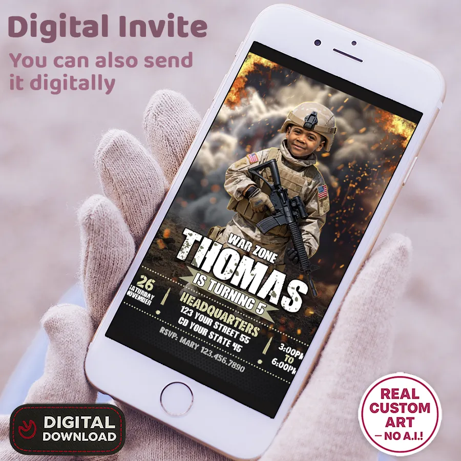 Custom Army Soldier Birthday Photo Invitation – Custom Military Birthday Invite – Delivered in 24h – Digital File 3 Custom Army Soldier Birthday Photo Invitation – Custom Military Birthday Invite – Delivered in 24h – Digital File