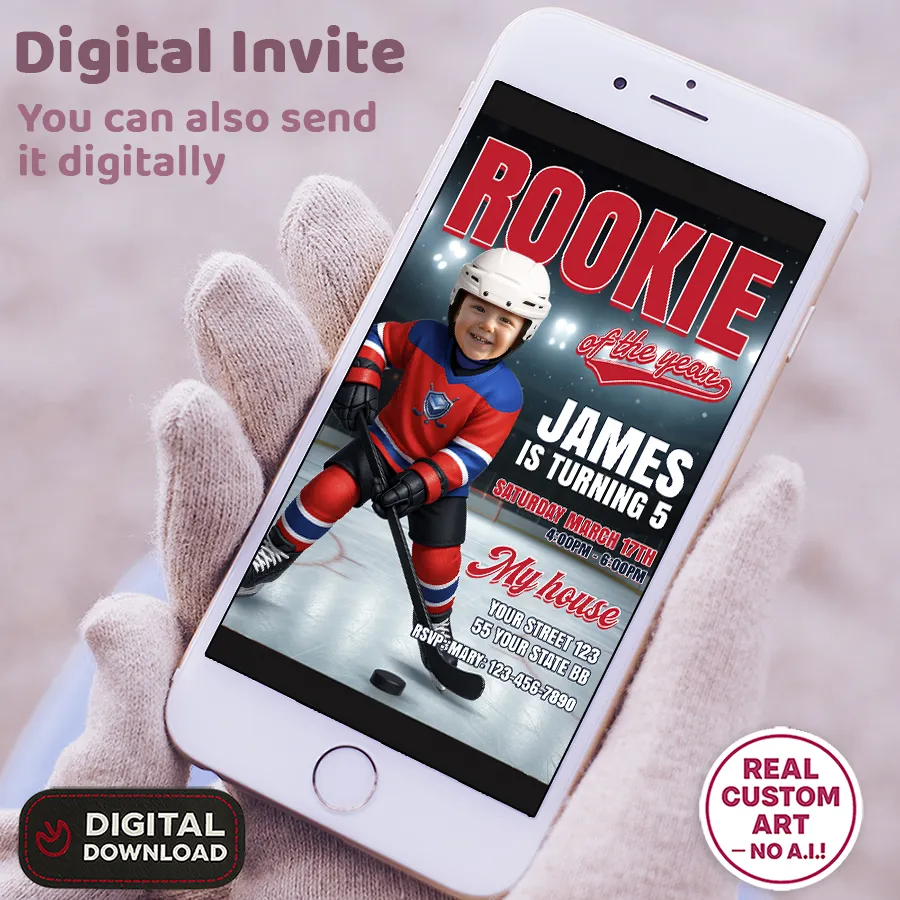Custom Ice Hockey Rookie Of The Year Photo Invitation – Custom Sports Invitation – Delivered in 24h – Digital File 3 Custom Ice Hockey Rookie Of The Year Photo Invitation – Custom Sports Invitation – Delivered in 24h – Digital File