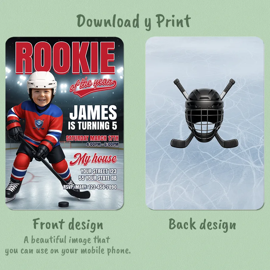 Custom Ice Hockey Rookie Of The Year Photo Invitation – Custom Sports Invitation – Delivered in 24h – Digital File 2 Custom Ice Hockey Rookie Of The Year Photo Invitation – Custom Sports Invitation – Delivered in 24h – Digital File - Image 2