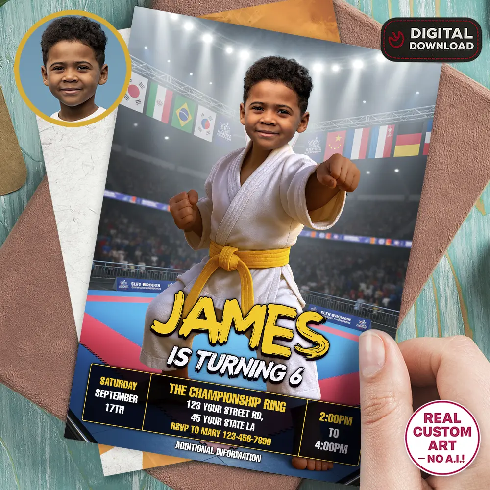 Epic Karate Birthday Invitation – Personalized Martial Arts Party Design – Delivered in 24h – Digital File 2 Epic Karate Birthday Invitation – Personalized Martial Arts Party Design – Delivered in 24h – Digital File