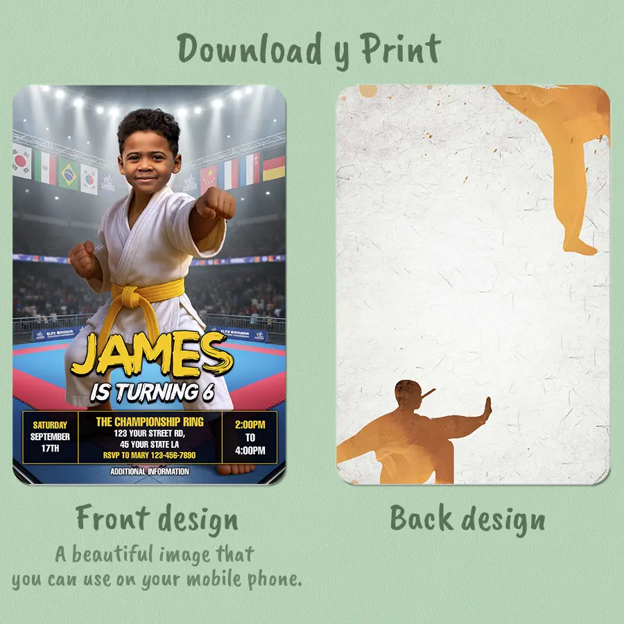 Epic Karate Birthday Invitation – Personalized Martial Arts Party Design – Delivered in 24h – Digital File 3 Epic Karate Birthday Invitation – Personalized Martial Arts Party Design – Delivered in 24h – Digital File