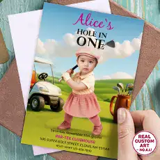 Golf birthday photo invitation for kids