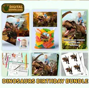 Dinosaurs Birthday Invitations 18 Dinosaur Birthday Bundle Pack