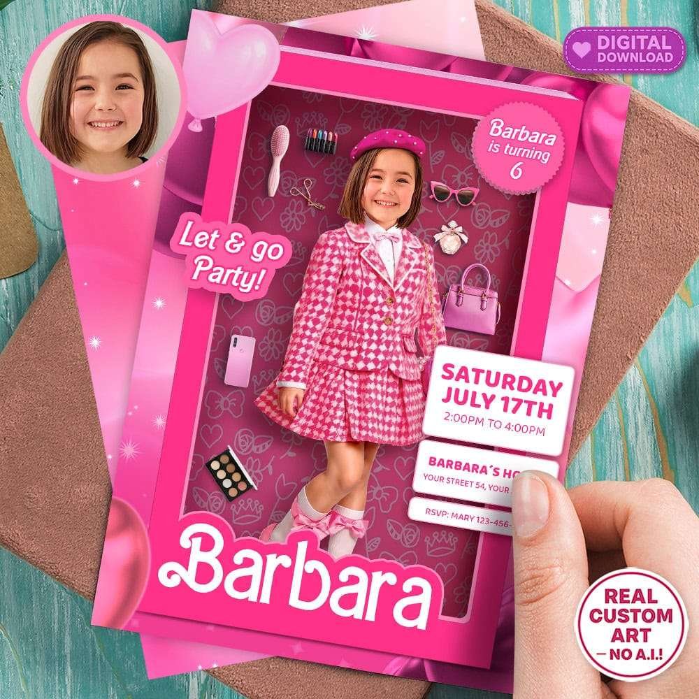 Doll Box Birthday Bundle – Personalized Fashion Doll Party Pack with Photo – Digital Download – Ready in 24h 2 Personalized Doll Box Birthday Invitation for Girls – Custom Doll Box Party Design – Made to Order Digital File
