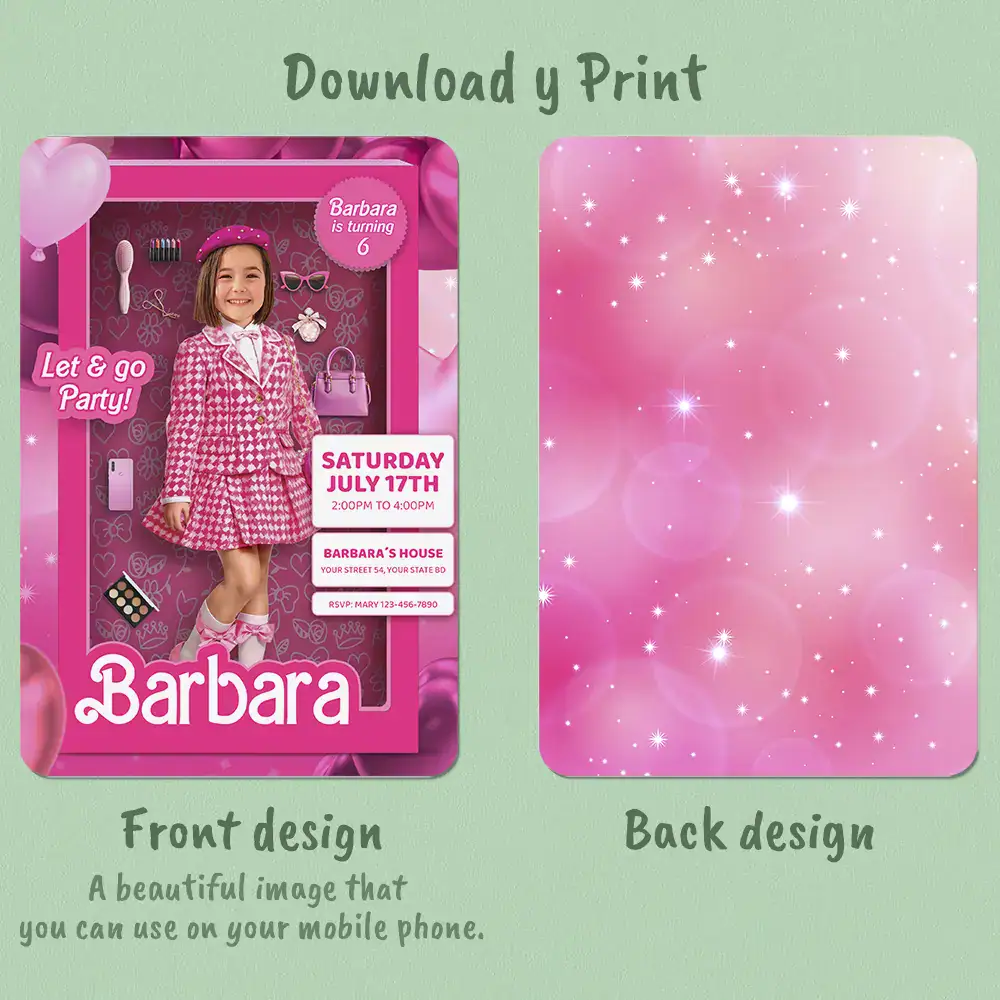 Personalized Doll Box Birthday Invitation for Girls – Custom Doll Box Party Design – Delivered in 24h – Digital File 2 Personalized Doll Box Birthday Invitation for Girls – Custom Doll Box Party Design – Made to Order Digital File