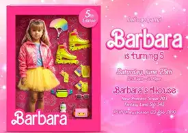 Personalized Doll Box Birthday Invitations & Party Decorations 8 Skater Doll Box (5×7)