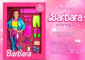 Personalized Doll Box Birthday Invitations & Party Decorations 7 Gymnast Doll Box (5×7)