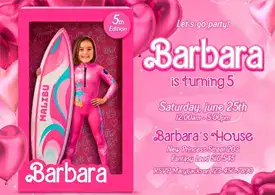 Personalized Doll Box Birthday Invitations & Party Decorations 9 Malibu Doll Box (5×7)