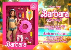 Personalized Doll Box Birthday Invitations & Party Decorations 5 Pool Doll Box (5×7)