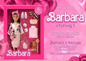 Personalized Doll Box Birthday Invitations & Party Decorations 10 Spa Doll Box (5×7)