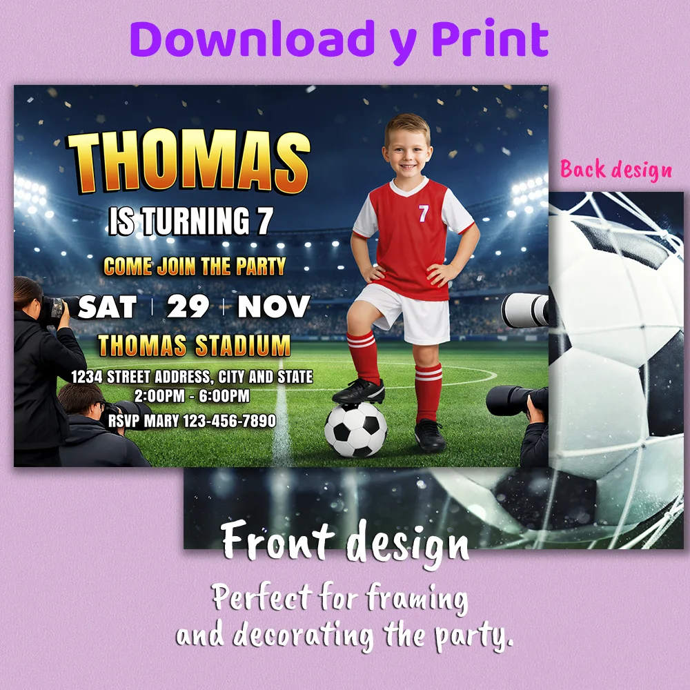 Soccer Party Invitation – Soccer Stars Birthday Photo Invite – Delivered in 24h – Digital File 2 Soccer Party Invitation – Soccer Stars Birthday Photo Invite – Delivered in 24h – Digital File - Image 2