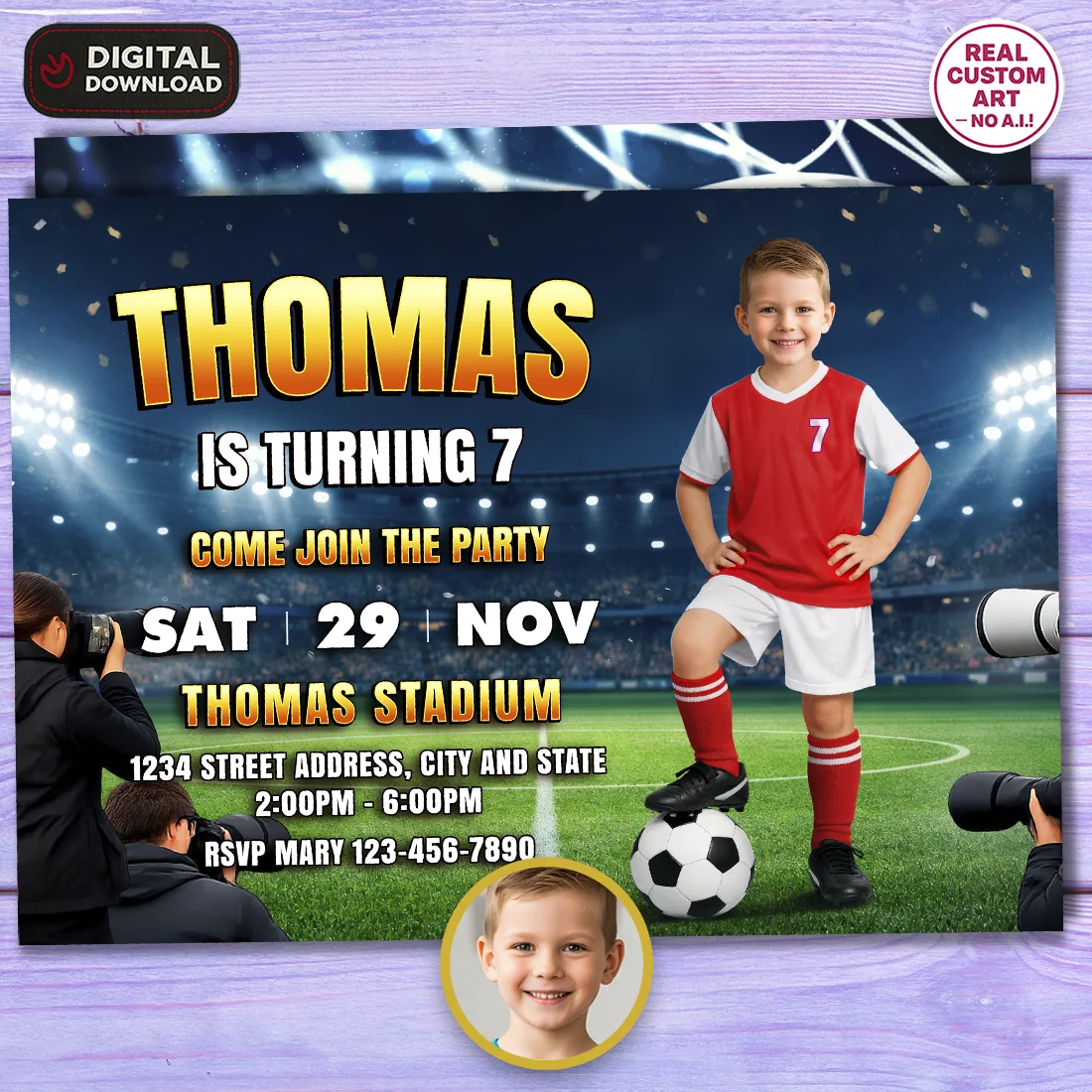 Soccer Party Invitation – Soccer Stars Birthday Photo Invite – Delivered in 24h – Digital File 1 Soccer Party Invitation – Soccer Stars Birthday Photo Invite – Delivered in 24h – Digital File