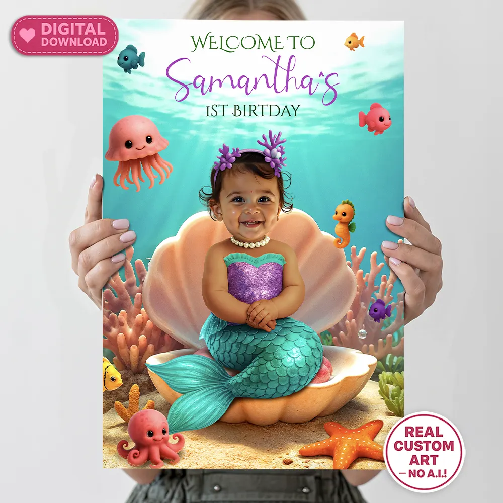 Personalized baby mermaid welcome sign