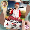 Baseball Invitation with Photo | Custom All-Star Game Day Invite 2 Baseball Invitation with Photo Boy Batting Stadium