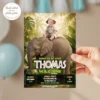 Jungle Wild One Invitation | Elephant Ride Photo Invite 4 Jungle Wild One Birthday Invitation – Custom Elephant Photo Invitation – 24h Delivery – Digital File